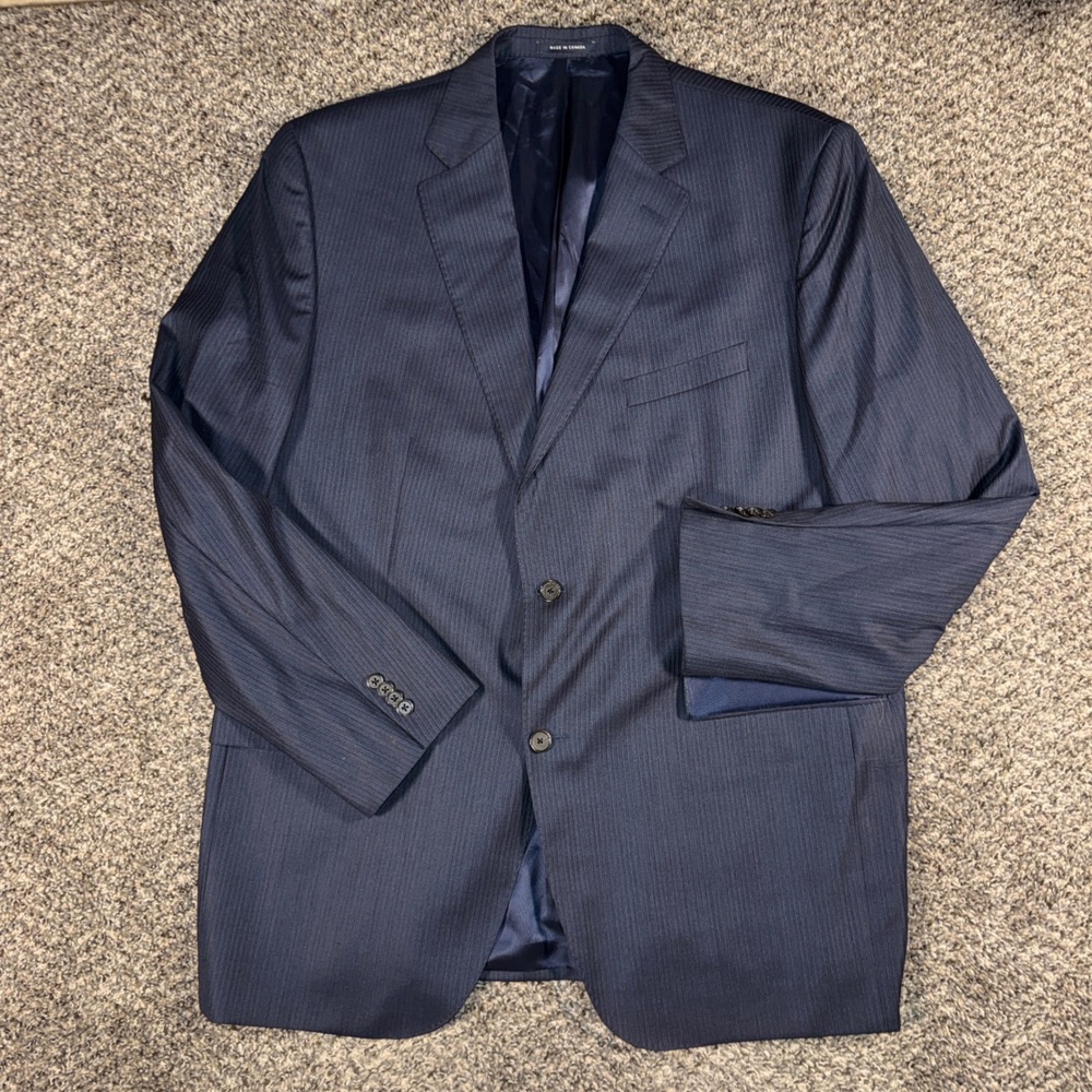 Daniel Cremieux Loro Piana 48L Super 130s Wool Blazer Navy‎ Pinstripe Canada